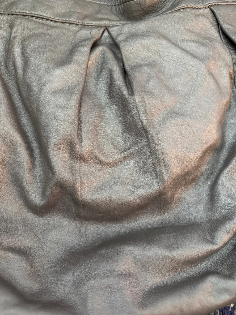 COACH Metallic Gray Leather Shoulder Bag